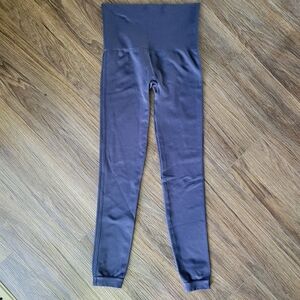 SPANX Look At Me Now Seamless Leggings Women's M Blue Ribbed Waist Shaping